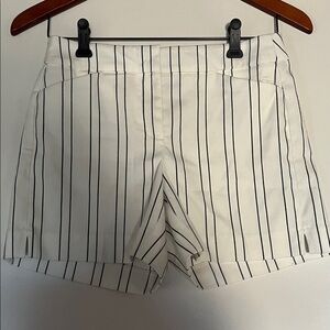 White House Black Market White and Black Striped Shorts
